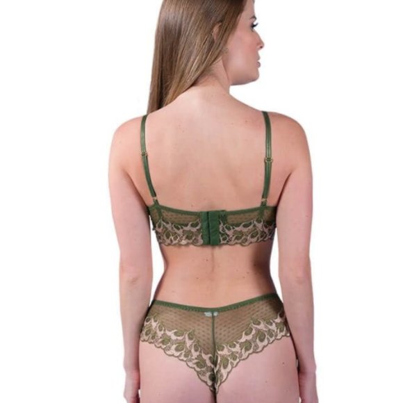 Set bra and panties green with details - Picture 2 of 3
